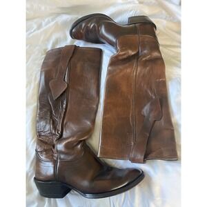 Vintage Olathe Leather Knee High Riding Boots Men's 10 E Brown USA